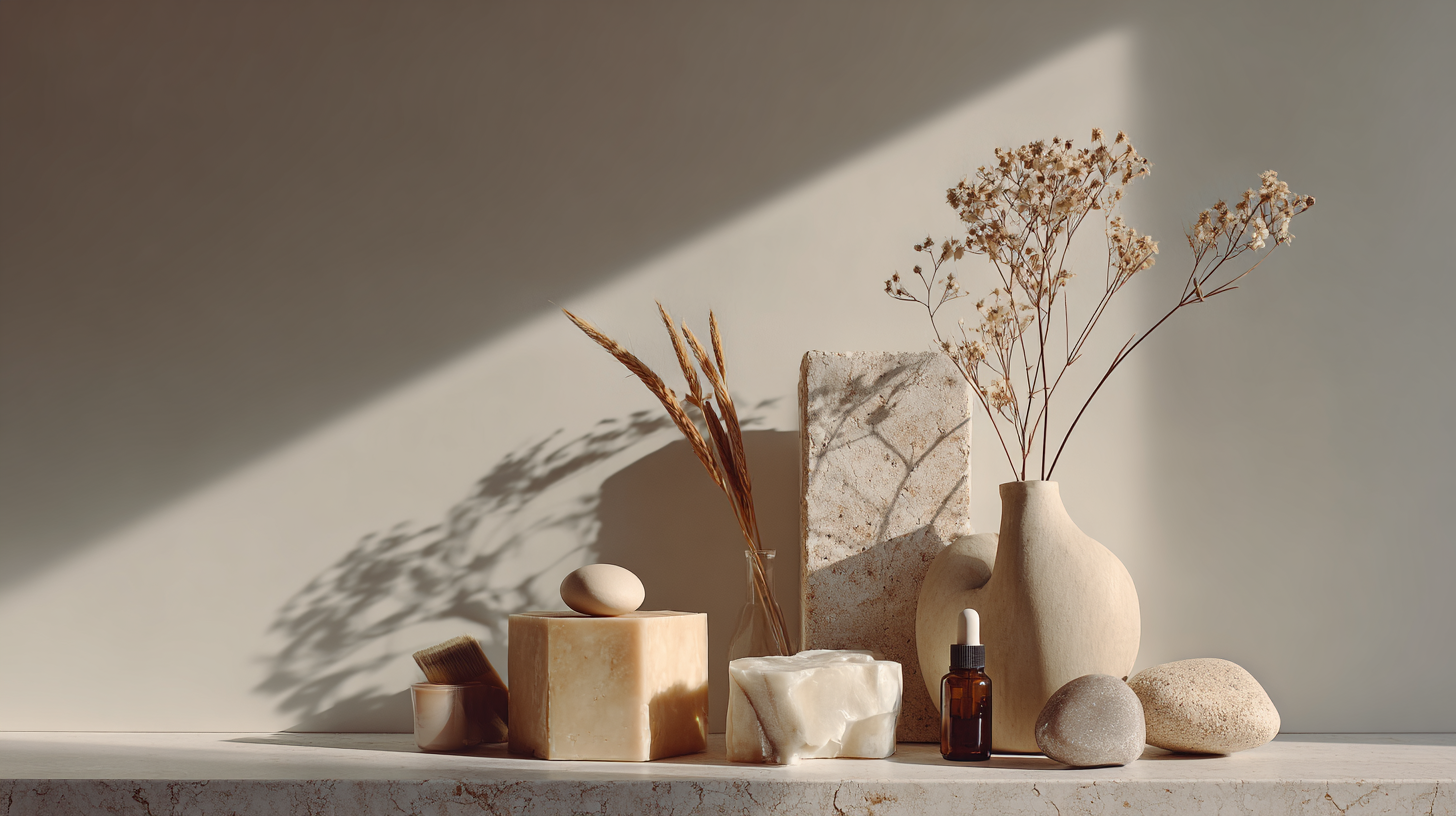 Minimal lifestyle scene with soft light and neutral tones, representing calm and consistent European skin care habits